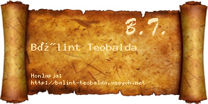 Bálint Teobalda névjegykártya